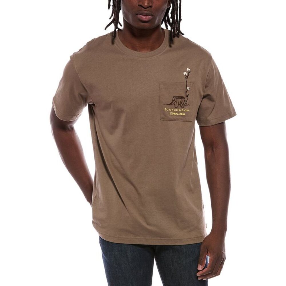 Scotch & Soda Mens  Pocket T-Shirt, Brown